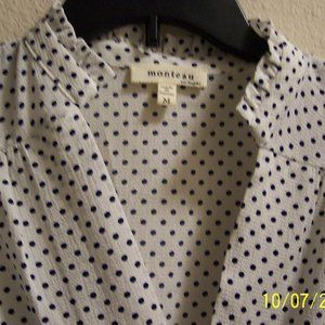 Vintage Monteau Black White Polka Dot Blouse